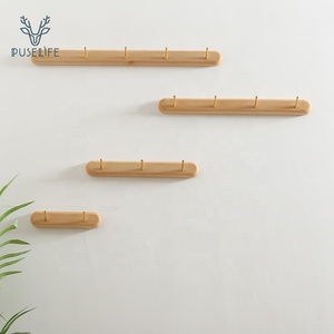 Support <span class=keywords><strong>mural</strong></span> étagère en bois avec crochets en laiton <span class=keywords><strong>pour</strong></span> <span class=keywords><strong>manteau</strong></span> clé vêtements suspendus - Product Image 1
