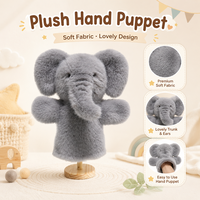Jouets en peluche super doux personnalisés avec rembourrage en coton et en coton PP, marionnettes à main en forme d'éléphant pour les cadeaux de fête