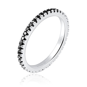 Anello moissanite nero di alta qualità in argento sterling 925 piena eternità per gli uomini delle donne - Product Image 1