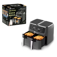 Friteuse à air personnalisée 8L carrée à double panier 2800W en plastique, contrôle intelligent par application, certifiée GS, accepte les commandes personnalisées, usage domestique