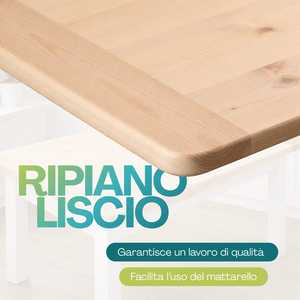 Tagliere in Legno di Abete 80x48 Cm con Bordi Arrotondati e Superficie Antiscivolo per Essiccare la Pasta - Product Image 4