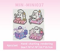 N-Mini037 Lot de 4 kits de peinture diamant personnalisés mini paysages imprimés, animaux (chat), DIY, toile écologique