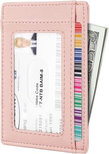 RFID блокирующий тонкий кошелек-минималистичный кожаный передний карман кошельки, ультратонкий металлический держатель для карт - Product Image 2