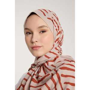 Écharpe en soie Pure Tone à motif en V, imprimé numérique pierre terre cuite, longue, multifonctionnelle pour femme - Product Image 4