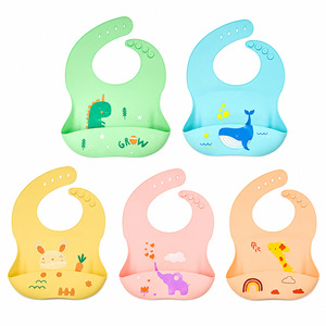 Crossborder New Baby Bib Waterproof Stain Resistant Silicone Saliva Towel Silicone Feeding Bib for Baby Food Supplement - Product Image 1