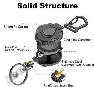 <span class=keywords><strong>Porte</strong></span>-clés rétractable robuste 2026 – <span class=keywords><strong>Porte</strong></span>-badge tactique avec <span class=keywords><strong>cordon</strong></span> rétractable en acier de 80 cm - Product Image 3