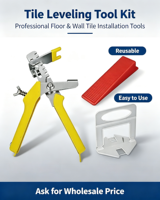 Kit de nivellement de carreaux professionnel au design moderne avec clips de positionnement en croix, cales et outils d'entretoisement de carreaux réutilisables