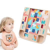 Jouets de Jeu Montessori Éducatifs pour Bébé, Blocs en Bois 3D, Puzzle Jigsaw Tetris, Jeux de Casse-Tête pour Enfants