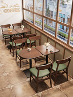 Ensemble de mobilier de restaurant commercial personnalisable de style rétro, chaises en bois massif pour cafés, salons de thé, pâtisseries