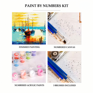 Kit Pittura con Numeri Barca a Vela Paesaggio Marino 50x40cm Set Arte su Tela Fai da Te con Colori Acrilici Numerati per Decorazione Casa - Product Image 3