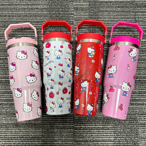 แก้วน้ำเก็บความร้อนสุญญากาศลายการ์ตูนขนาด 30 ออนซ์ พร้อมหลอดดูดและหูจับ สแตนเลสอย่างดี ราคาส่งถูก - Product Image 2