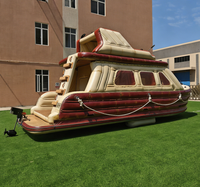 Bateau flottant électrique gonflable personnalisé, type maison-bateau, Nouveauté, en PVC Drop Stitch, Grand yacht gonflable à double pont pour fêtes