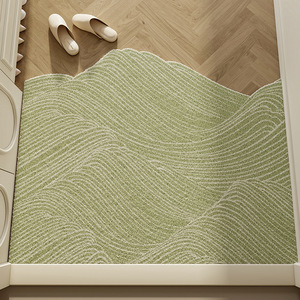Alfombra Moderna a Rayas para Entrada, Rectangular, Antideslizante, para Interiores y Exteriores, Color Crema, Fácil de Limpiar con Aspiradora - Product Image 1