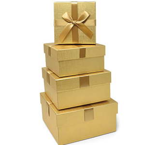 8203 Chất lượng cao bền các tông vàng vuông làm tổ hộp quà tặng với Ribbon Bow cho gói hiện tại giá rẻ vàng hộp quà tặng - Product Image 1