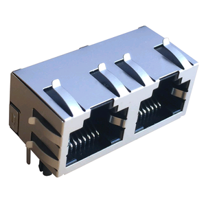 RJHSE-5381-02 tab without magnetic 8P8C hand jacks modular 1X2 Double mouth <span class=keywords><strong>RJ45</strong></span> female connector - Product Image 2