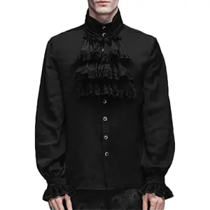 Représentation dramatique des chemises de la Renaissance vampire Costume d'Halloween médiéval rétro à volants pour hommes MY-009