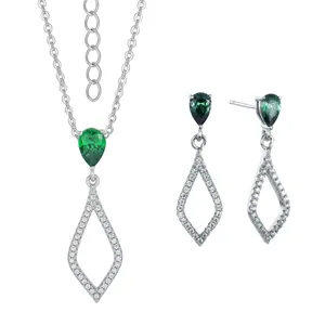 Customization OEM Necklaces Earrings Jewelry Set Luxury Fine Jewelry Women 925 Sterling Silver Zircon Shining Set For Women