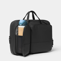 Custom Logo Black Computer Briefcase Wholesale Laptop Bag with Zippered Compartments Dual Handles and Shoulder Strap for Travel