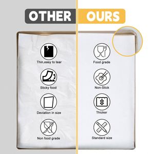 Papier de cuisson jetable personnalisé en gros, pré-coupé, de qualité alimentaire, enduit de silicone, papier sulfurisé, papier d'emballage alimentaire, feuilles de papier de cuisson pour four - Product Image 6