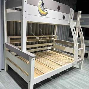 2025 Новая современная Минималистичная Детская кровать в мультяшном стиле, двухъярусная кровать из массива дерева с лестницей, настраиваемая функция хранения - Product Image 4