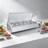 Réfrigérateur commercial à refroidissement direct de 1,5 m pour salades de fruits, table de préparation de pizzas sur comptoir, vitrine de maintien au frais