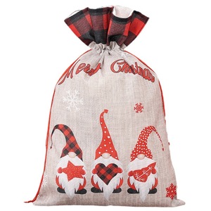 Sac de rangement recyclable pour cadeau de dessin animé forêt à carreaux en jute pour personnes âgées - Product Image 6