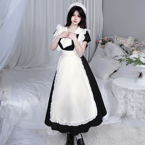Robe de demoiselle d'honneur Lolita Yi Xiaoyi pour femmes, noire et blanche, longue, sans manches, costume de cosplay d'anime, tenue de travestissement pour adultes - Product Image 3
