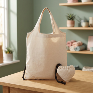 Sac de courses promotionnel pliable compact en forme de cœur, sac de courses réutilisable compact avec impression de logo personnalisé - Product Image 1