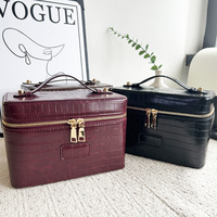 Sac de toilette portable en cuir PU effet crocodile, nouvelle collection, couleurs tendance, pour femmes, pour ranger les cosmétiques