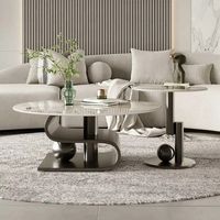 Table basse de salon de luxe en acier inoxydable Table gigogne en pierre pour canapé pour la maison meubles d'hôtel