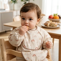 Bavoirs pour bébé Happyflute à manches longues, 100% fibre de polyester, taille réglable, bavoir d'alimentation imperméable