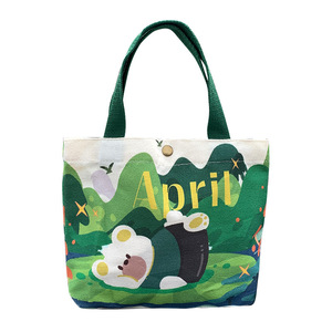 Sac fourre-tout compact en toile pour femme, nouvelle collection printemps-été, fermeture à bouton-pression, style frais et doux, portable pour le bureau - Product Image 5