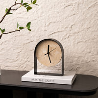 Horloge décorative minimaliste de style Wabi-Sabi en marbre Huangdong, forme géométrique, Huyo pour la maison, le salon, le meuble TV, le bureau