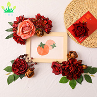 Coffret combo de fleurs artificielles fleurs en soie de Bourgogne pour les arrangements de bouquet de mariage DIY décorations pour la maison