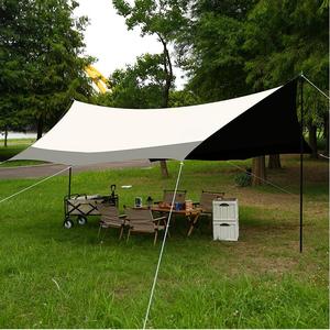 Abri soleil coupe-vent <span class=keywords><strong>Ultra</strong></span>-<span class=keywords><strong>léger</strong></span> pliant Portable randonnée pique-nique équipement noir enduit auvent auvent tente bâche pour Camping en plein air - Product Image 4