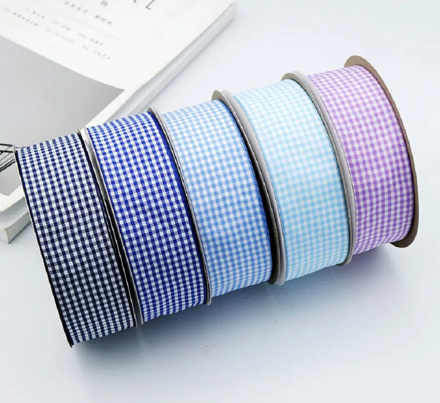 Wholesale good quality 1-1/2 inch 38mm wide Various Colors Tartan Gingham Check Plaid Ribbons