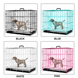 Kandang Anjing Logam Mewah Ukuran Besar untuk Dalam Ruangan, Warna Hitam, Pintu Ganda dengan Kunci dan Baki Plastik - Product Image 4