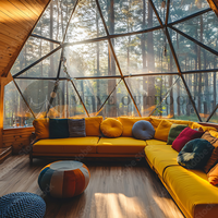Dôme géodésique de luxe en PVC de 6 à 8 m de diamètre avec salle de bain et chambre pour le glamping en plein air (quatre saisons)