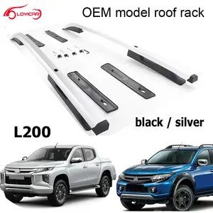 Rack de carga para teto de carro em liga de alumínio, trilhos para Mitsubishi Triton L200 2015-2024