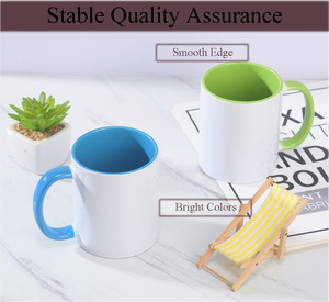 Vente en gros de tasses à café en céramique de haute qualité avec transfert thermique, 11 oz, intérieur coloré, sublimation, poignée colorée - Product Image 5
