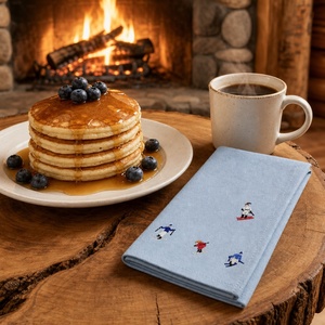 Embroidered Cotton Napkins 100% Linen Custom Napkins fRectangle Handmade Classic <b>Table</b> for Home & Airplane Use with Logo Decor - Product Image 1