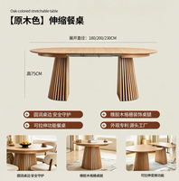 Table à manger ovale extensible en bois massif avec pieds à lattes cannelés, table extensible pour la maison, la cuisine et la salle à manger