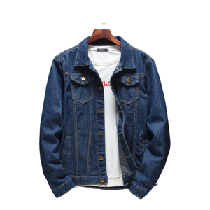 New Autumn Casual Blue Men's Single-Breasted Slim-Fit <b>Denim</b> <b>Coat</b> Solid Color Motorcycle Jeans - Product Image 1