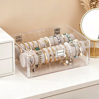 Boîte de présentation d'anneaux en acrylique personnalisée, boîte de rangement transparente pour bijoux avec éclairage LED et couvercle verrouillable