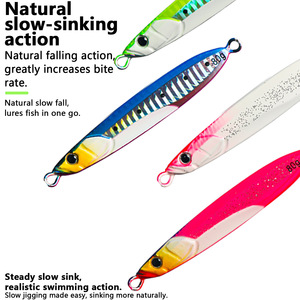 Señuelo de pesca lenta de 80g con efecto UV que brilla en la oscuridad, ojos biónicos para pesca en el mar de macarela, pargo y pez verde - Product Image 3