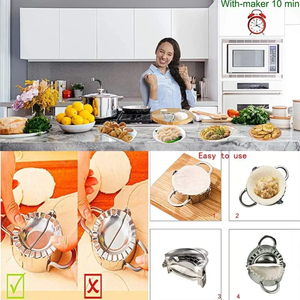 Molde para Dumplings y Raviolis – Prensa de Acero Inoxidable, Herramienta para Hacer Pasteles, Cortador de Masa para Repostería – Fácil de Rellenar y Sellar – para Dumplings, Raviolis - Product Image 4