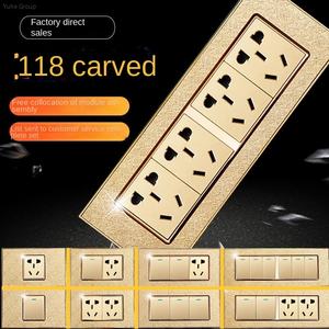 Ensamblaje de panel dorado para tomacorriente de pared estándar americano, tomacorriente de pared de 6 pines, interruptor de luz eléctrico - Product Image 2