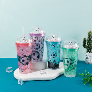 Botella de Agua Deportiva de Plástico con Luz LED, Diseño de Fútbol, 450 ml, Portátil, Linda, para Exteriores, Personalizable al por Mayor, ZB - Product Image 1