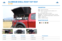Tente de toit rigide pop-up en aluminium nid d'abeille pour 2 personnes, pour SUV, camping tout-terrain