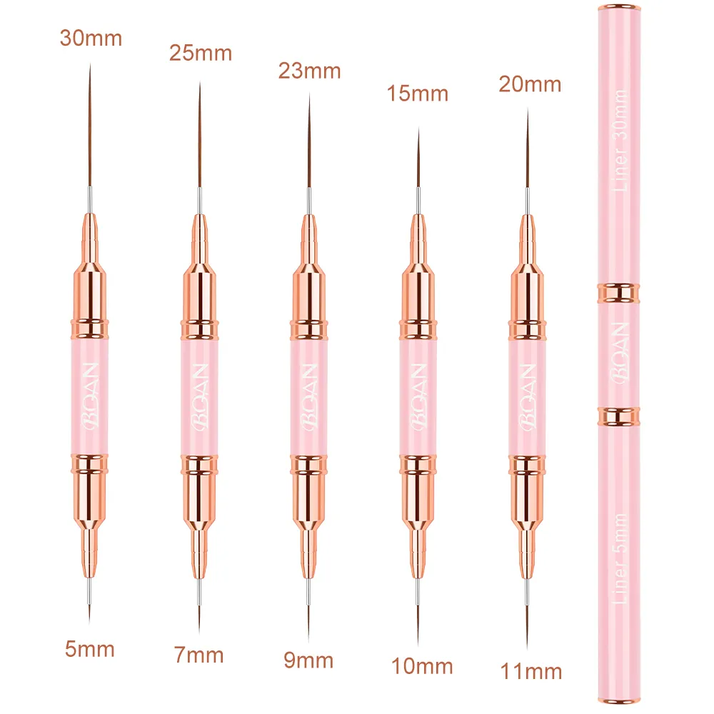 BQAN Private Label Benutzer definiertes Logo Maniküre-Werkzeug Pink Gel Polish Brushes Dual-End Nail Art Extension Liner Zeichen pinsel